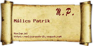 Málics Patrik névjegykártya